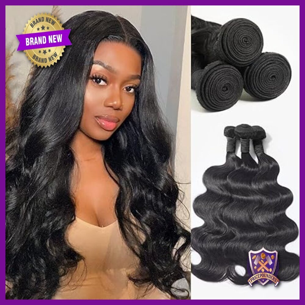 Brazilian Virgin Human Hair Bundles, Body Wave, 3 Bundles, Sew-In Extensions